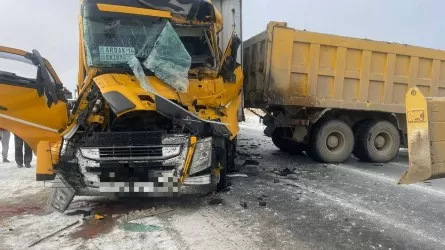 Полицейские показали фото с места крупного ДТП с грузовиками в области Абай